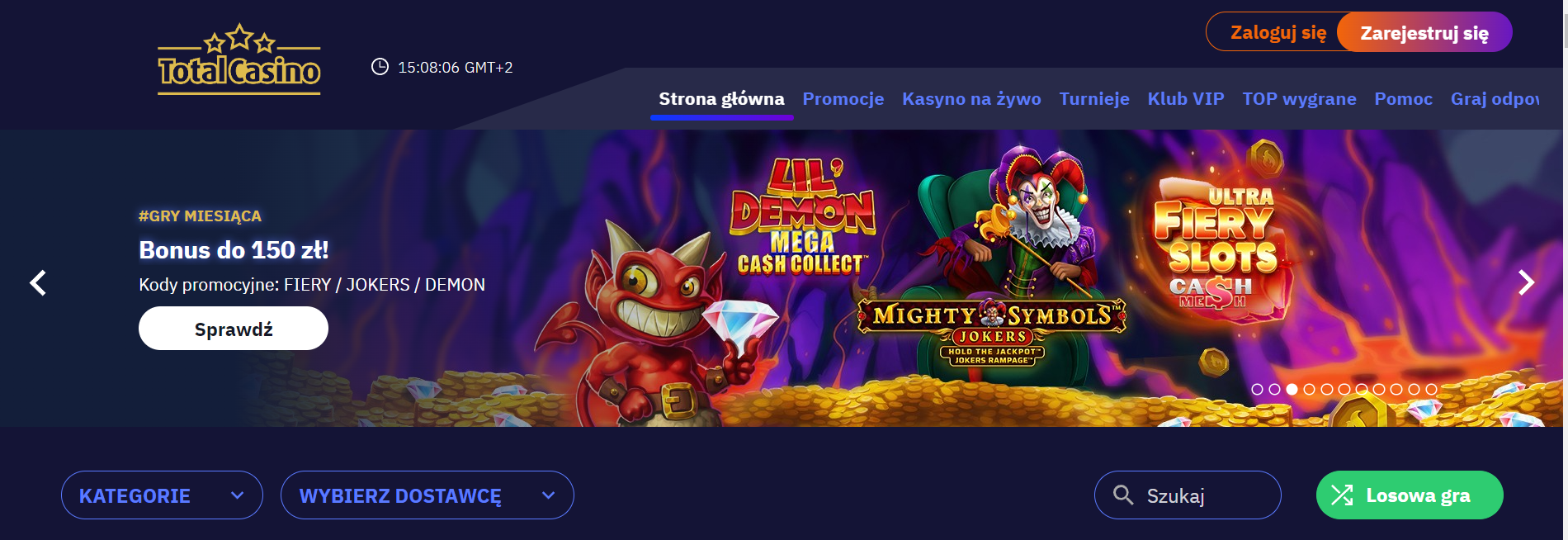 Main Page of Total Casino